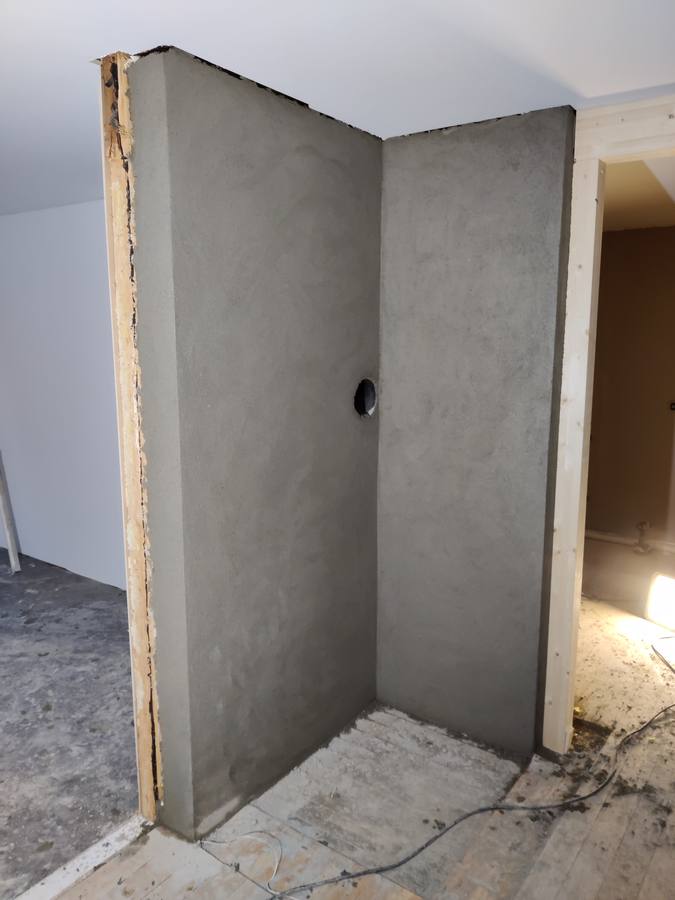 Ferdig pusset innervegg med jevn overflate